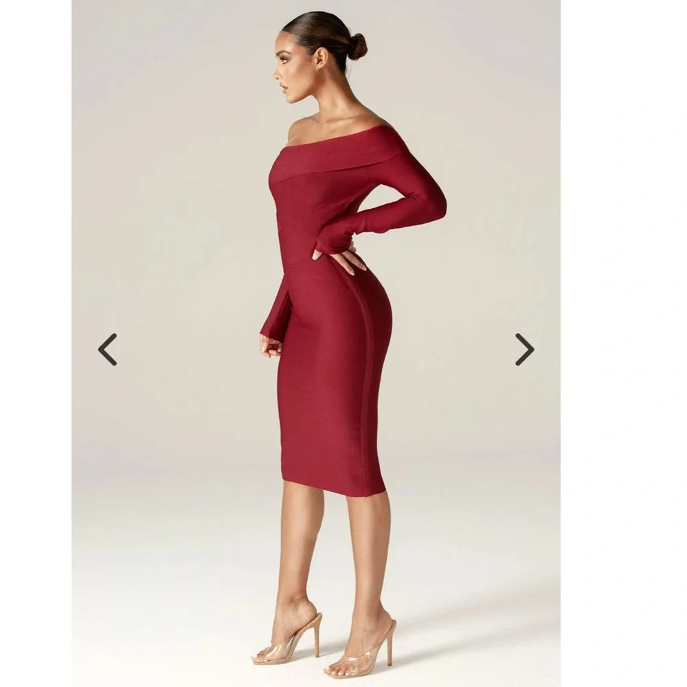 ALIEVA Shiva bandage dress maroon - Picture 3 of 15